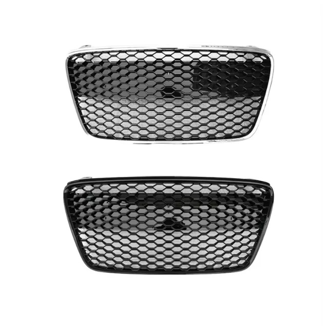 Car R8 Upgraded RS8 Style Honeycomb Front Grille R8 Mesh Gloss Black Front Bumper Grill for  R8 2007-2016